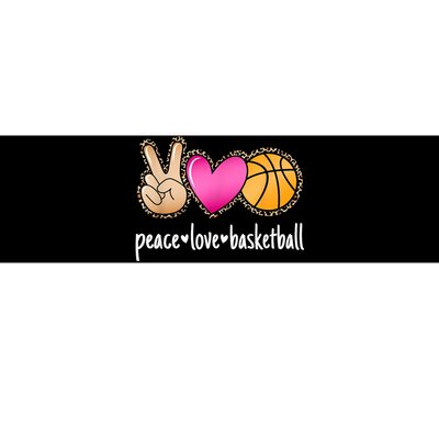 Peace Love Basketball Leopard Print Girls Women Basketball Bumper Sticker