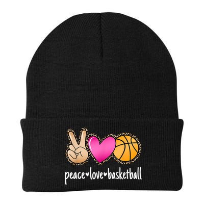 Peace Love Basketball Leopard Print Girls Women Basketball Beanie