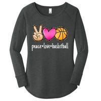 Peace Love Basketball Leopard Print Girls Women Basketball Women's Perfect Tri Tunic Long Sleeve Shirt