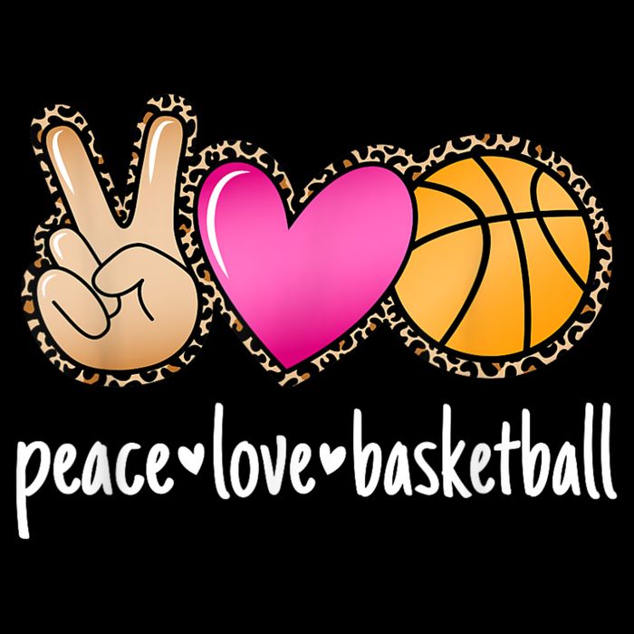 Peace Love Basketball Leopard Print Girls Women Basketball Flat Bill Trucker Hat
