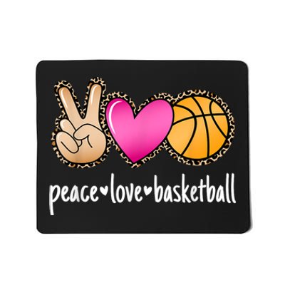 Peace Love Basketball Leopard Print Girls Women Basketball Mousepad