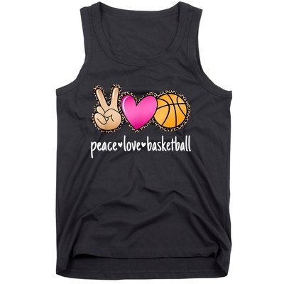 Peace Love Basketball Leopard Print Girls Women Basketball Tank Top