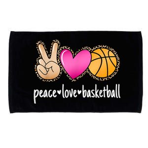 Peace Love Basketball Leopard Print Girls Women Basketball Microfiber Hand Towel