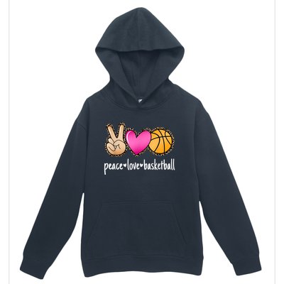 Peace Love Basketball Leopard Print Girls Women Basketball Urban Pullover Hoodie