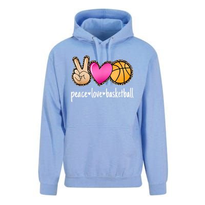 Peace Love Basketball Leopard Print Girls Women Basketball Unisex Surf Hoodie