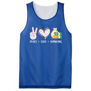 Peace Love Banking Banker Funny Gift Idea Gift Mesh Reversible Basketball Jersey Tank