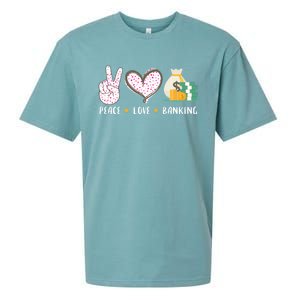 Peace Love Banking Banker Funny Gift Idea Gift Sueded Cloud Jersey T-Shirt