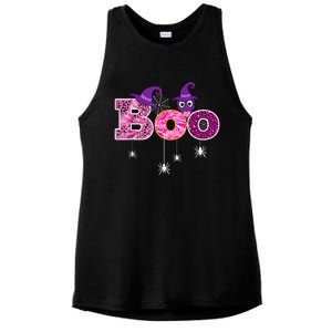 Pink Leopard Boo Spider WItch Hat Cute Scary Halloween Girls Ladies PosiCharge Tri-Blend Wicking Tank