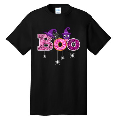 Pink Leopard Boo Spider WItch Hat Cute Scary Halloween Girls Tall T-Shirt