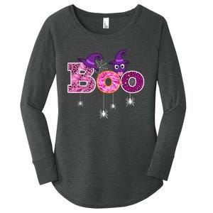 Pink Leopard Boo Spider WItch Hat Cute Scary Halloween Girls Women's Perfect Tri Tunic Long Sleeve Shirt