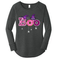 Pink Leopard Boo Spider WItch Hat Cute Scary Halloween Girls Women's Perfect Tri Tunic Long Sleeve Shirt