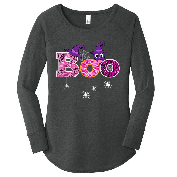 Pink Leopard Boo Spider WItch Hat Cute Scary Halloween Girls Women's Perfect Tri Tunic Long Sleeve Shirt