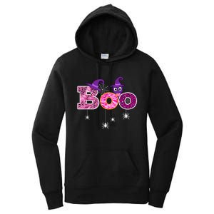 Pink Leopard Boo Spider WItch Hat Cute Scary Halloween Girls Women's Pullover Hoodie