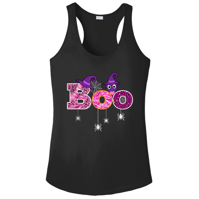 Pink Leopard Boo Spider WItch Hat Cute Scary Halloween Girls Ladies PosiCharge Competitor Racerback Tank