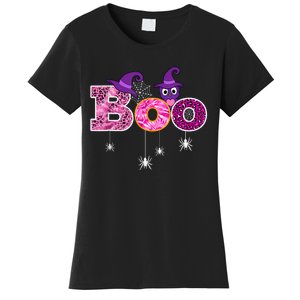 Pink Leopard Boo Spider WItch Hat Cute Scary Halloween Girls Women's T-Shirt