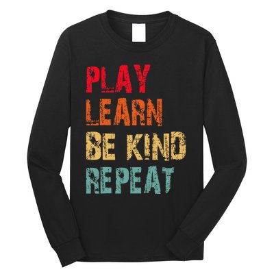 Play Learn Be Kind Repeat No Bullies Choose Kindness Retro Long Sleeve Shirt