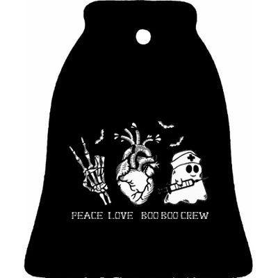 Peace Love Boo Boo Crew Lazy Halloween Costume Nurse Ghost Ceramic Bell Ornament