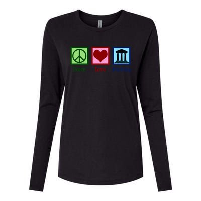 Peace Love Banking Funny Banker Cool Gift Womens Cotton Relaxed Long Sleeve T-Shirt