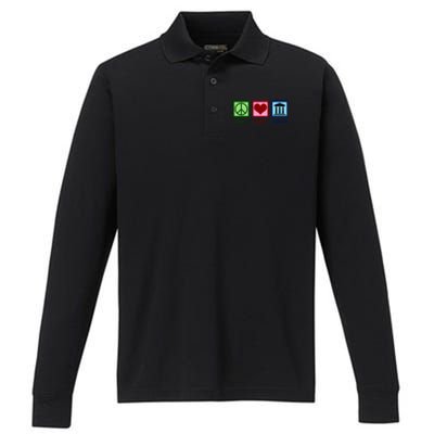 Peace Love Banking Funny Banker Cool Gift Performance Long Sleeve Polo