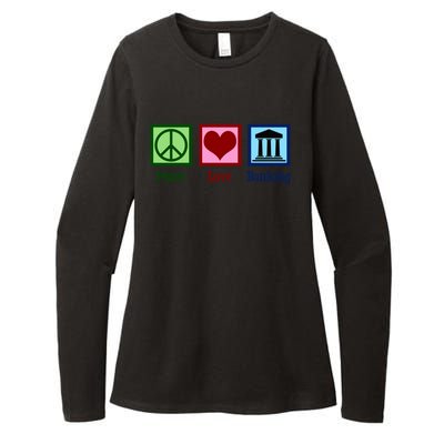 Peace Love Banking Funny Banker Cool Gift Womens CVC Long Sleeve Shirt