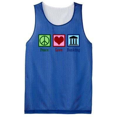 Peace Love Banking Funny Banker Cool Gift Mesh Reversible Basketball Jersey Tank