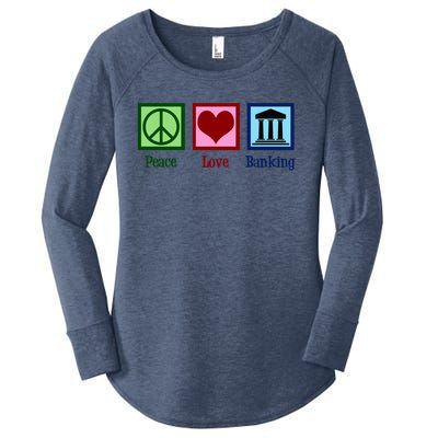 Peace Love Banking Funny Banker Cool Gift Women's Perfect Tri Tunic Long Sleeve Shirt