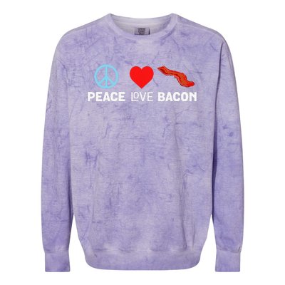 Peace Love Bacon Funny Pork Strips Food Lover Tee Colorblast Crewneck Sweatshirt