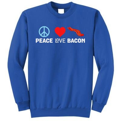 Peace Love Bacon Funny Pork Strips Food Lover Tee Sweatshirt