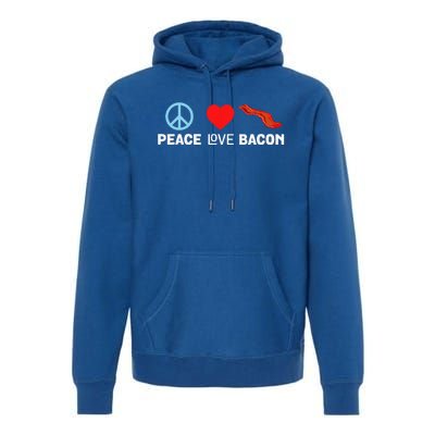 Peace Love Bacon Funny Pork Strips Food Lover Tee Premium Hoodie