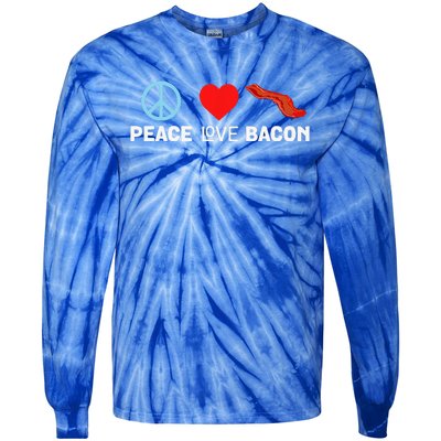 Peace Love Bacon Funny Pork Strips Food Lover Tee Tie-Dye Long Sleeve Shirt