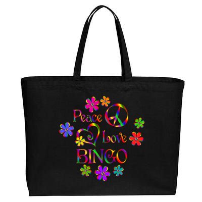 Peace Love Bingo Gift Cotton Canvas Jumbo Tote