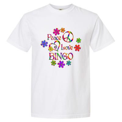 Peace Love Bingo Gift Garment-Dyed Heavyweight T-Shirt