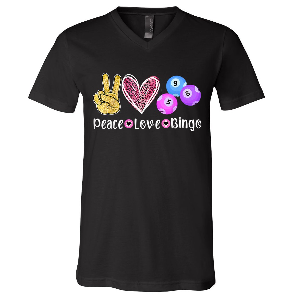 Peace Love Bingo Funny Bingo Lover V-Neck T-Shirt
