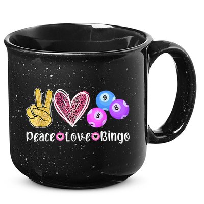 Peace Love Bingo Funny Bingo Lover 15oz Campfire Ceramic Mug