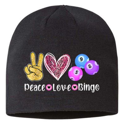 Peace Love Bingo Funny Bingo Lover Sustainable Beanie