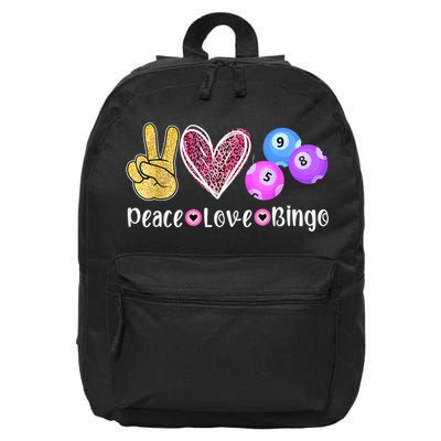 Peace Love Bingo Funny Bingo Lover 16 in Basic Backpack