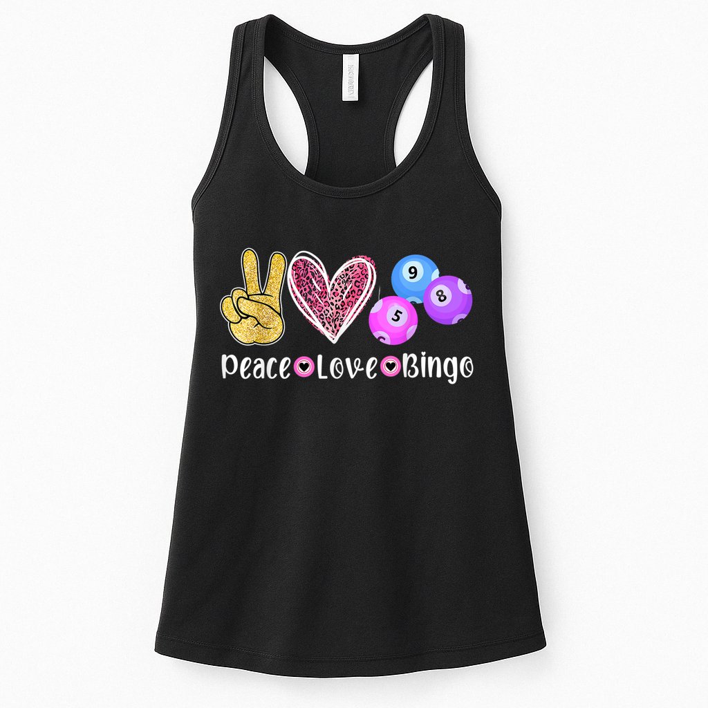 Peace Love Bingo Funny Bingo Lover Womens Tank Top