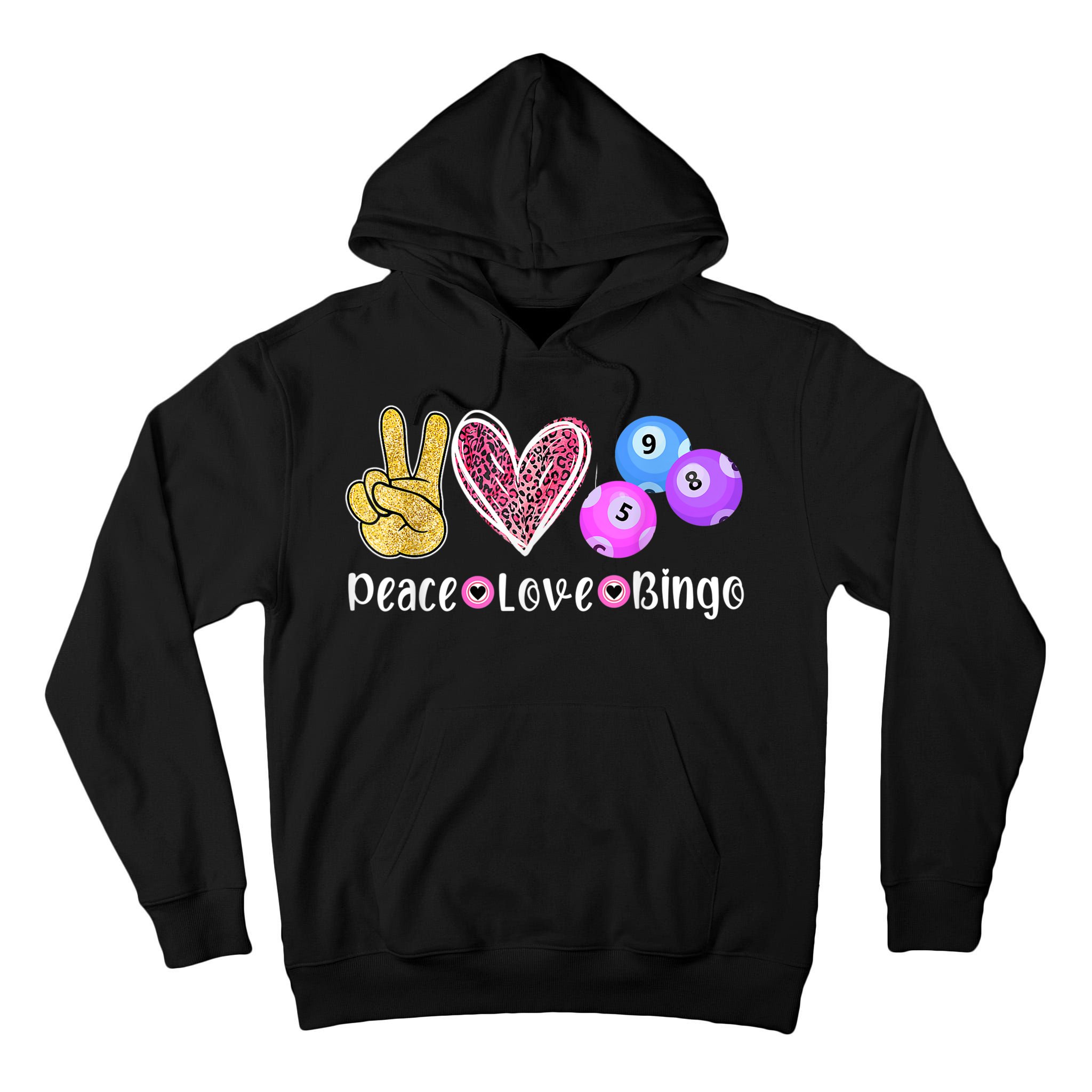 Peace Love Bingo Funny Bingo Lover Tall Hoodie