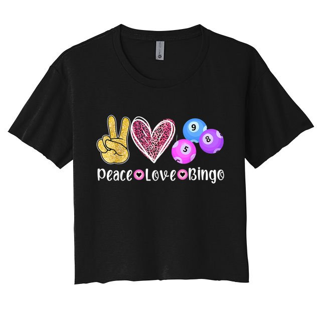Peace Love Bingo Funny Bingo Lover Women's Crop Top Tee