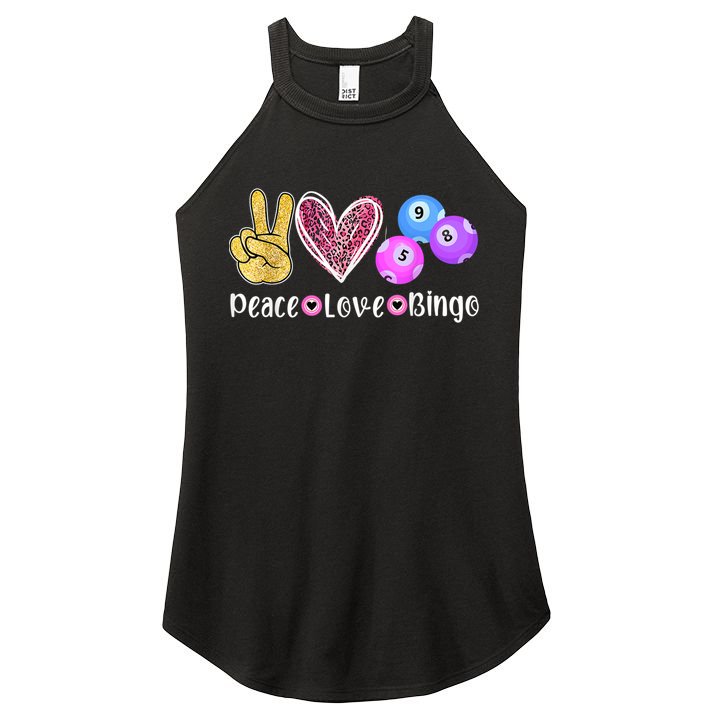 Peace Love Bingo Funny Bingo Lover Women's Perfect Tri Rocker Tank