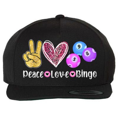 Peace Love Bingo Funny Bingo Lover Wool Snapback Cap