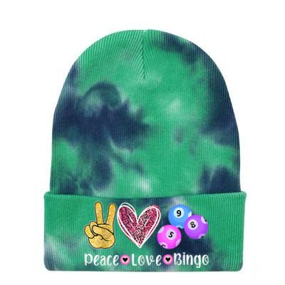 Peace Love Bingo Funny Bingo Lover Tie Dye 12in Knit Beanie