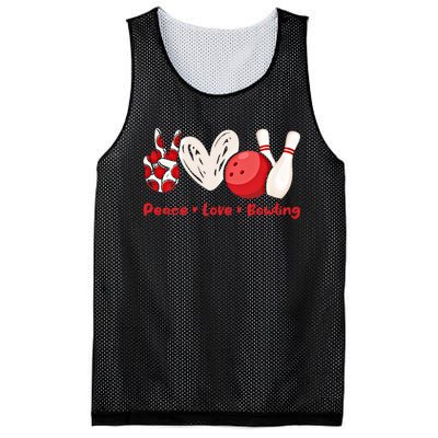 Peace Love Bowling Gift Bowling Lovers Bowlers Gift Mesh Reversible Basketball Jersey Tank