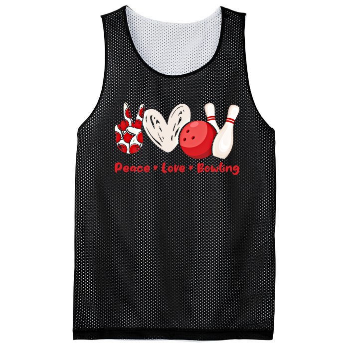 Peace Love Bowling Gift Bowling Lovers Bowlers Gift Mesh Reversible Basketball Jersey Tank