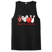 Peace Love Bowling Gift Bowling Lovers Bowlers Gift PosiCharge Competitor Tank