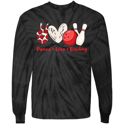 Peace Love Bowling Gift Bowling Lovers Bowlers Gift Tie-Dye Long Sleeve Shirt