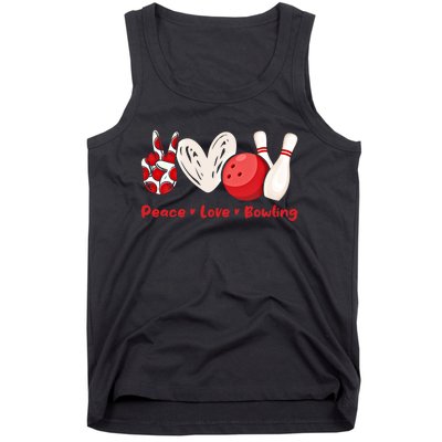 Peace Love Bowling Gift Bowling Lovers Bowlers Gift Tank Top