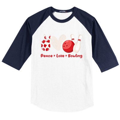 Peace Love Bowling Gift Bowling Lovers Bowlers Gift Baseball Sleeve Shirt