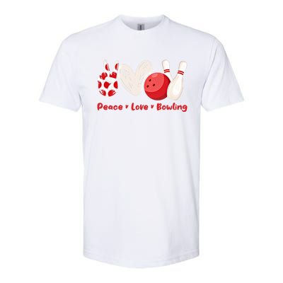 Peace Love Bowling Gift Bowling Lovers Bowlers Gift Softstyle CVC T-Shirt