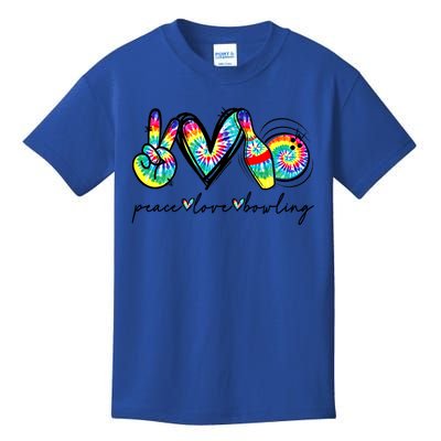 Peace Love Bowling Tie Dye Cute Bowling Lovers Meaningful Gift Kids T-Shirt